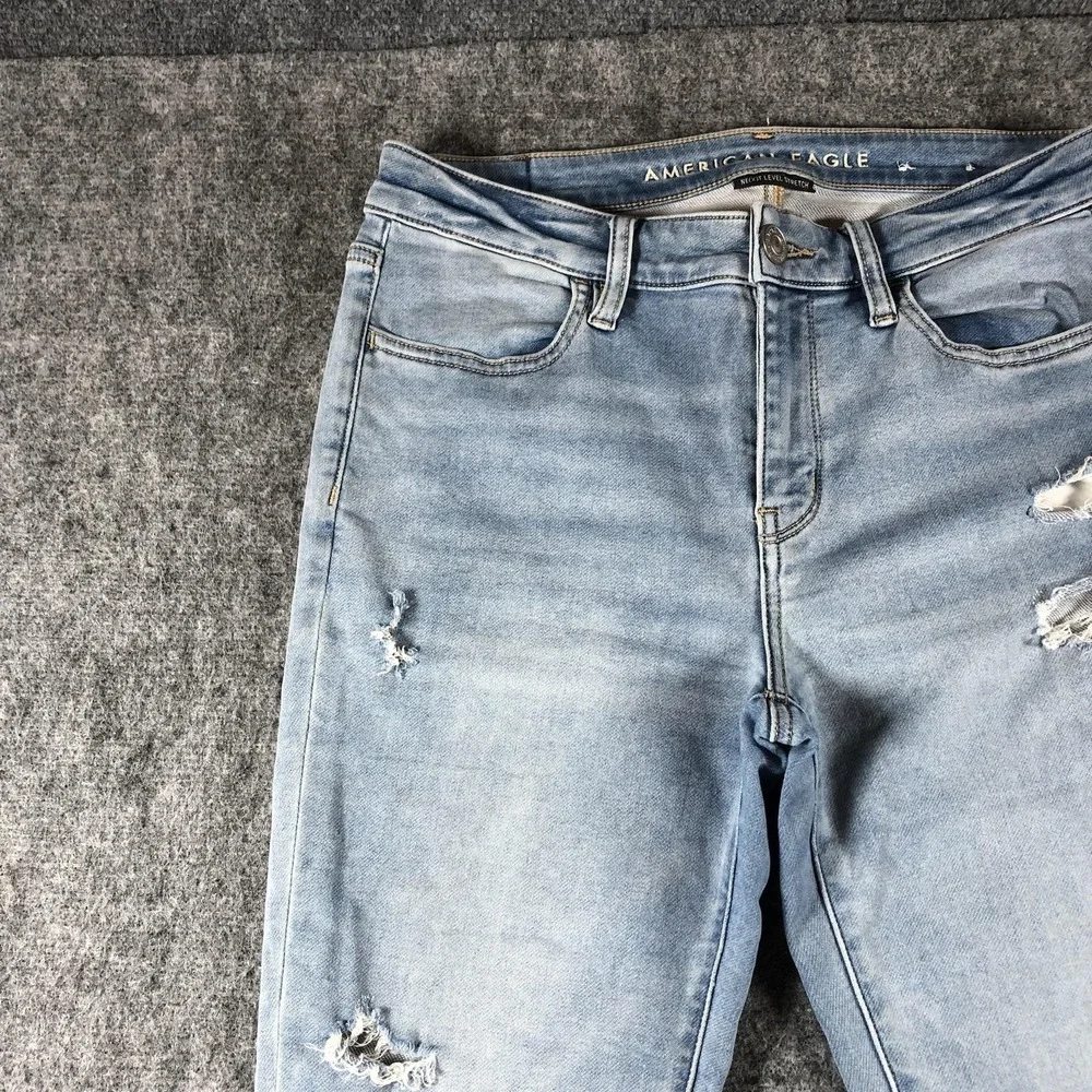 American Eagle Next Level Skinny Jeans Womens 8 Distressed Light‎ Wash
